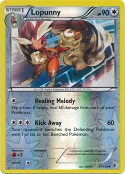 1x Lopunny - 117/149 - Uncommon - Reverse Holo Heavily Played Pokemon BW - Bound - Image 1