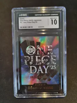 One Piece Monkey D. Luffy P-110 One Piece Day 25 CGC10 + Don!! - Image 3