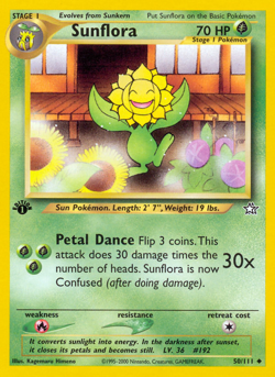 Sunflora 50/111 Uncommon Neo Genesis Pokemon Unlimited Moderately Played - Image 1