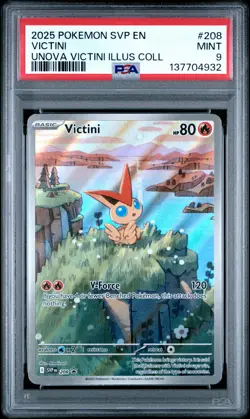 2025 POKEMON SVP EN-SV BLACK STAR PROMO #208 VICTINI PSA 9 - Image 1