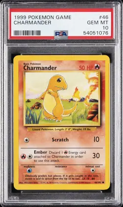 1999 POKEMON GAME #46 CHARMANDER PSA 10 - Image 1