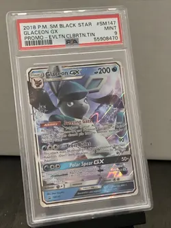 2018 Pokemon Black Star Promo Evolutions Celebration Tin GLACEON GX SM147 PSA 9 - Image 1