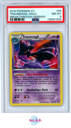 TRAUNMAGIL-HOLO BRE4KTHROUGH-GERMAN POKEMON XY BRE4KTHROUGH 2015 66 PSA 8 - Image 1