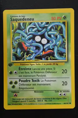 Pokemon TCG TANGELA 1ST EDITION FRENCH SAQUEDENEU Base Set 66/102 NM - Image 1