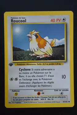Pokemon TCG PIDGEY 1ST EDITION FRENCH ROUCOOL Base Set 57/102 NM - Image 1