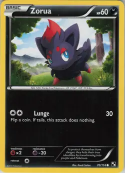 Zorua 70/114 Common Black & White Pokemon Near Mint - Image 1