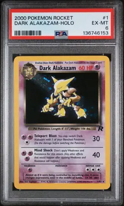 2000 Pokemon Rocket Dark Alakazam- Holo #1 Psa 6 - Image 1