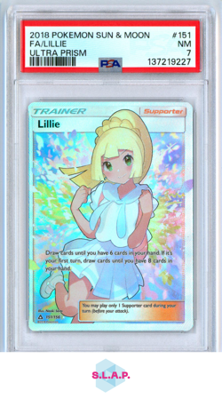 FA/LILLIE ULTRA PRISM POKEMON SUN & MOON ULTRA PRISM 2018 151 PSA 7 - Image 1