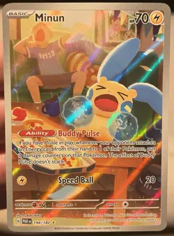 Pokemon Minun 194/182 SV04 Paradox Rift Illustration Rare Holo 70 HP 20 Attack - Image 1