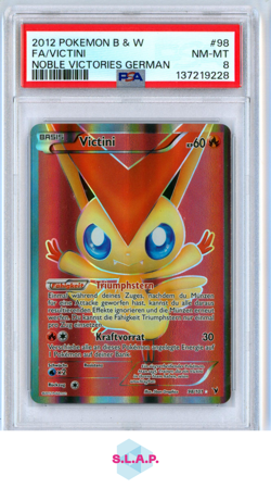 FA/VICTINI NOBLE VICTORIES GER POKEMON GER BLACK & WHITE 2012 98 PSA 8 - Image 1