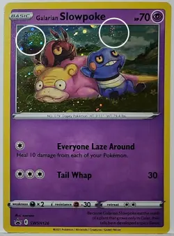 Double Swirls 🌀 Galarian Slowpoke Cosmos Holo Bleed Error Rare Pokemon TCG ✨ - Image 1