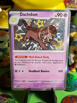Pokemon TCG Shiny Dachsbun 161/091 Paldean Fates NM/M Holo Rare Pokemon Card - Image 1