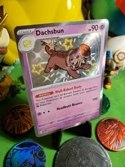 Pokemon TCG Shiny Dachsbun 161/091 Paldean Fates NM/M Holo Rare Pokemon Card - Image 2