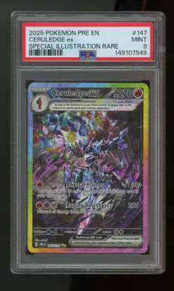 2025 POKEMON PRE EN-PRISMATIC EVOLUTIONS #147 CERULEDGE EX PSA 9 - Image 1