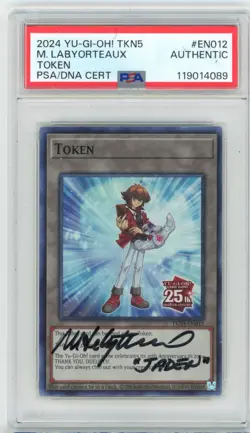 PSA Signed Matthew Labyorteaux Yu-Gi-Oh! TCG Token: Jaden TKN5-EN012 (Japanese) - Image 1