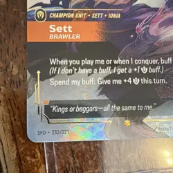 Riftbound TCG League of Legends Sett Brawler Champion Unit SFD Holo Card 232/221 - Image 3