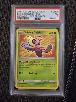 2017 POKEMON SM BLACK STAR PROMO SHINING CELEBI #SM79 PSA 7 NM #112141380 - Image 1