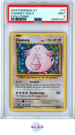 CHANSEY-HOLO EVOLUTIONS POKEMON XY EVOLUTIONS 2016 70 PSA 9 - Image 1