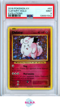 CLEFAIRY-HOLO EVOLUTIONS POKEMON XY EVOLUTIONS 2016 63 PSA 9 - Image 1