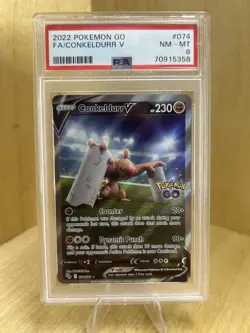Conkeldurr V PSA 8 Alternate Full Art 074/078 Pokemon GO Holo - Image 1