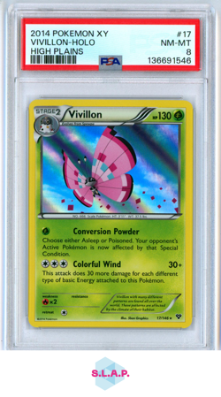 VIVILLON-HOLO HIGH PLAINS POKEMON XY 2014 17 PSA 8 - Image 1