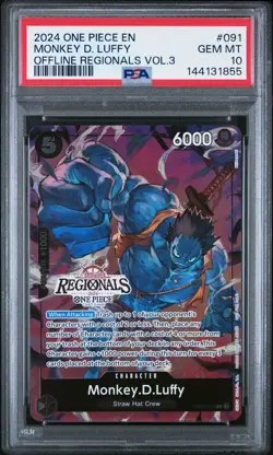 2024 ONE PIECE OFFLINE REGIONALS PACK 2024 VOL.3 #091 MONKEY D. LUFFY PSA 10 - Image 1