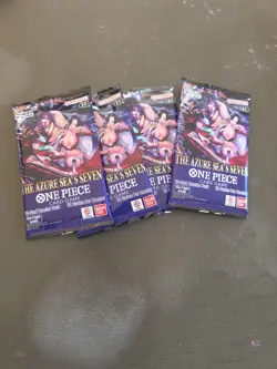 Lot of 4 One Piece Op-14 The Azure Seas Booster Packs X5 English #2 Opened packs - Image 1