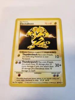 Pokemon TCG Electabuzz Base Set, Shadowless Rare Card 20/102 - MP+ Condition - Image 1
