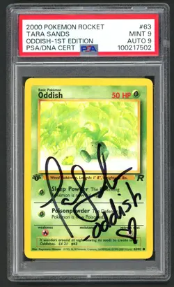 Pokemon Cards - PSA 9 Auto 9 1st Edition Oddish 63/82 - Tara Sands Signed - Image 1