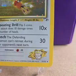 Lt. Surge's Fearow 7/132 Gym Heroes Holo Vintage Pokemon Card - Image 4
