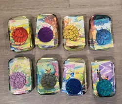 Full Set 8 EMPTY PRISMATIC EVOLUTIONS Mini Tins & Eevee Coins/ Cards (NO PACKS) - Image 1