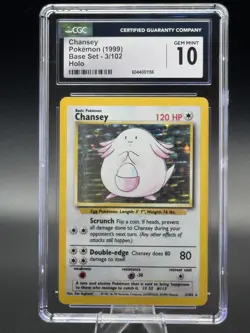 1999 Chansey 3/102 Holo Pokemon Card CGC 10 GEM MINT Base Set - Image 2