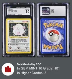 1999 Chansey 3/102 Holo Pokemon Card CGC 10 GEM MINT Base Set - Image 4
