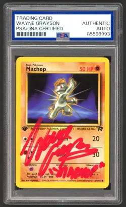 Pokemon Cards - PSA Authentic Auto 1st Edition Machop 59/82 Wayne Grayson Signed - Image 1