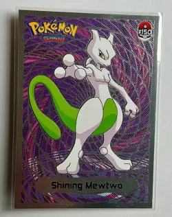 💥 SHINING MEWTWO Pokemon Vintage Art CARD Metallic Foil Collectible Anime NM💥 - Image 1