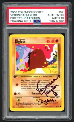 Pokemon Cards - PSA Authentic Auto 10 1st Edition Diglett 52/82 Veronica Taylor - Image 1