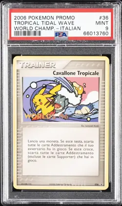 2006 POKEMON WORLD CHAMPIONSHIPS PROMO ITALIAN #36 TROPICAL TIDAL WAVE PSA 9 - Image 1