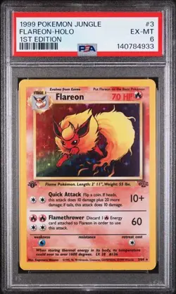 1999 POKEMON JUNGLE 1ST ED #3 FLAREON-HOLO PSA 6 - Image 1