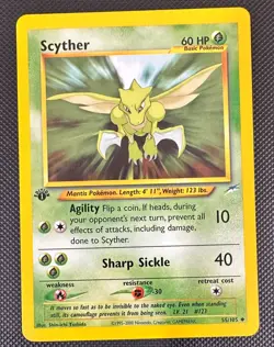 Pokemon 2002 Neo Destiny 1st Edition SCYTHER 55/105 NM - never played - Image 1