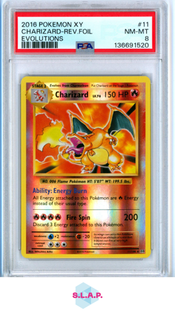 CHARIZARD-REV.FOIL EVOLUTIONS POKEMON XY EVOLUTIONS 2016 11 PSA 8 - Image 1