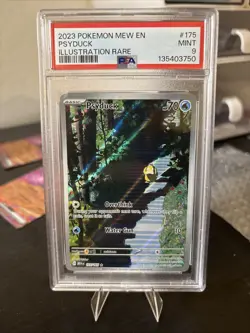 2023 SV Pokemon Mew EN 151 Psyduck 175/165 Illustration Rare Full Art PSA 9 Mint - Image 3