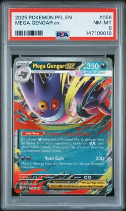 2025 Pokemon Pfl En-Phantasmal Flames #056 Mega Gengar Ex PSA 8 - Image 1