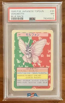 Venomoth #49 Topsun 1995 Pokemon Blue Back PSA 7 - Image 1