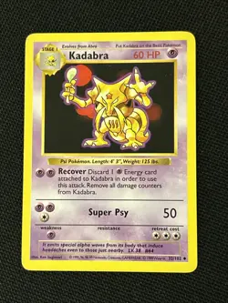 Pokemon Kadabra 032/102 Base Set (Shadowless) Never Played *Near Mint* - Image 1