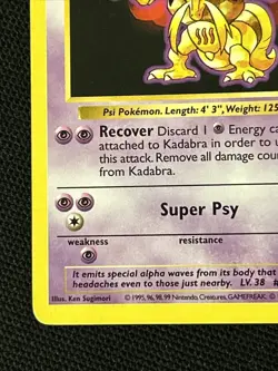 Pokemon Kadabra 032/102 Base Set (Shadowless) Never Played *Near Mint* - Image 2