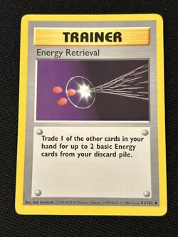Pokemon Energy Retrieval 81/102 Base Set (Shadowless) (Never Played) *Near Mint* - Image 1