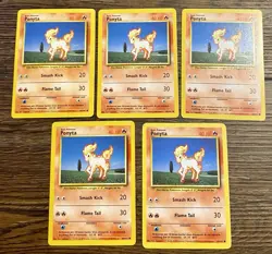 Pokemon Ponyta x5 Lot, Base Set Unlimited 60/102, Common MP - Image 1