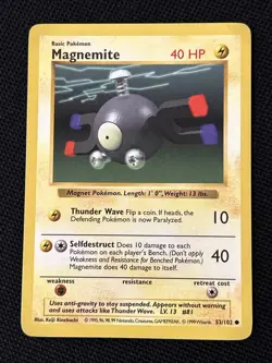 Pokemon Magnemite 053/102 Base Set (Shadowless) Regular *Near Mint* - Image 1
