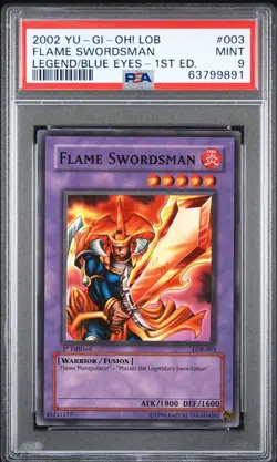 Flame Swordsman LOB-003 Super Rare 1st Edition GLOSSY Yugioh PSA 9 - Image 1