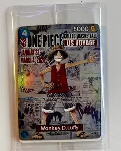 UNOPENED One Piece Monkey.D.Luffy US College Basketball Promo Card + Poster OP05 - Image 1